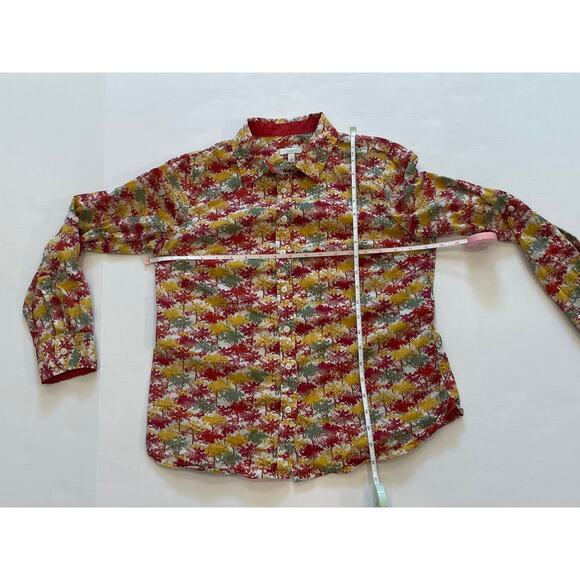 Talbots Cotton Long Sleeve Roll Tab Button Down, Fall, Trees, Autumn, Size SP - Picture 11 of 13